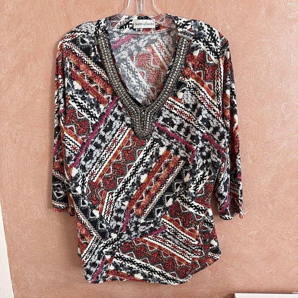 Draper’s and Damon’s Multicolor Tunic Top Women’s L/XL